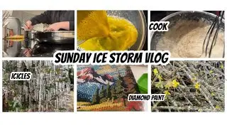 SUNDAY ICE STORM VLOG | COOK BREAKFAST |  SATURDAY FOOD PREP | DIAMOND PAINT | ICICLES 
