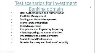 Test scenarios for investment Banking domain