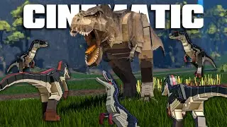 5 Raptors Ambush T-Rex | Cinematic Battle in Jurassic Blocky