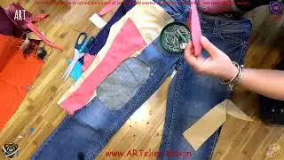 Tailoring tutorial: how to cut and patch a pair of jeans, tutorial created by ARTelier Design artist