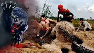 Spider-Man and the Hunter Battle the Ferocious Werewolf and Giant Python to Save a Boy