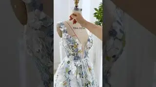 Изготовление платья цвета слоновой кости с V-образным вырезом и объемным цветочным принтом. #плат...