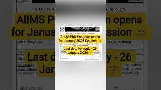 AIIMS PhD Program opens for January 2026 Session 😊 #aiimsdelhi #delhi #aiims #phd #admission #2026