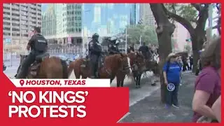 Mounted patrols visible as Houston's &lsquo;No Kings&rsquo; rally targets Trump-era policies