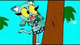 Adult Spottie Leonard swinging on a vine yelling & crash on the tree (V2)