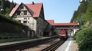 2 x HTB V 100 mit Holzzug + 118 757 4 auf Messfahrt in Th&uuml;ringen