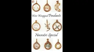 wire wrapped pendants with 9 Mother Divine Symbols, Navratri Special, Copper Wire Jewelry
