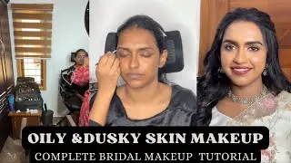 OILY DUSKY SKIN TONE MAKEUP STEP BY STEP TUTORIAL  MALAYALAM |  MAKEUP | WEDDING |SAREE DRAPING