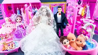 15 Minutes Satisfying With Unboxing Barbie Princess Wedding Bedroom Dress Up Playset Review Toys