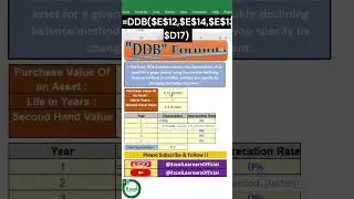 DDB Formula in Excel #shortsfeed #shortsviral #shorts
