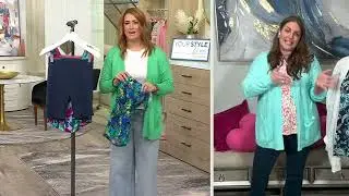 Denim & Co. Beach Bike Short Tankini Mastectomy Friendly on QVC