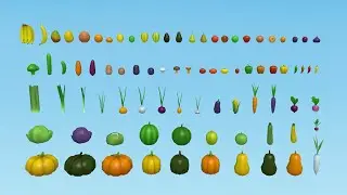 Lowpoly Harvest: Gradient Fruits & Vegetables