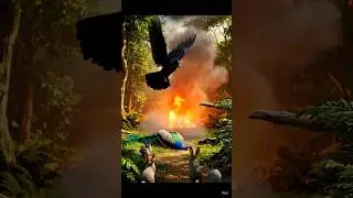 ai generated video forest fire 🔥 peacock 🦚 and crow 🐦&zwj;⬛ #aivideo #shortsfeed @abdulla-vlog7060