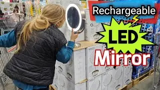 Look what I found at Costco 🤩 Rechargeable LED Lighted Mirror: 10x Magnification.