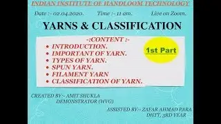 Types of Yarn & Classification of Yarn, Part 01/02