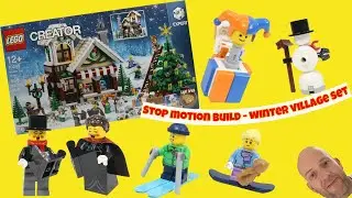 Lego Winter village -10249 Winter Toy Shop - Stopmotion Build, Opening, Full Gallery Review