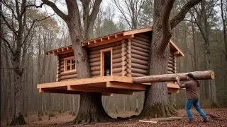 Man Builds Extreme TREEHOUSE Alone 5m HIGH Off Grid/ Start to Finish