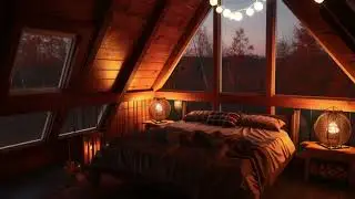 Cozy Cabin on a Rainy Autumn Day | Calming Ambience Rain Sounds for Relaxation, Sleep and Studying