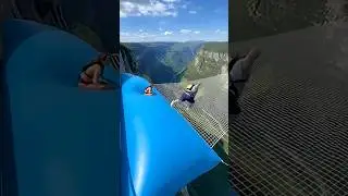 Multicolour Cliff Airbag is CRAZY 😱🔥 Guy Jumps Girl Goes Flying 🚀 #cliffactivity #travelwonderguy