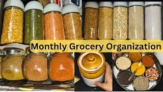 Indian Monthly grocery Organization/महिन्याचा किराणा सामान/ Tips for How to store Monthly Grocery