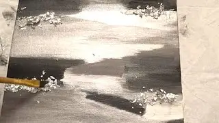 DIY Black, Gray, White and Silver Leaf Glitter Wall Art