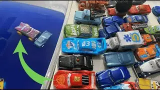 Disney Pixar cars☆ Huge collection of Disney cars falling in the BLUE water
