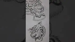 neo japanese  tiger head  tattoo flash practice  #art #tattoo