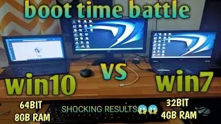 Windows Boot Time comparison  32bit vs 64bit 4gb vs 8gb ram win7 vs win10||startup comparison||