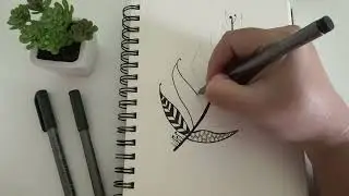Relaxing zentangle feather drawing|Satisfying pattern art 