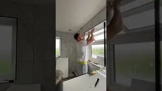 Satisfying window cill tiling cut #tiling #satisfying #bathroom #construction