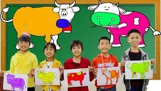 Kids Go To School Learn Colors with Dairy Cow  The Finger Family Song Nursery Rhymes