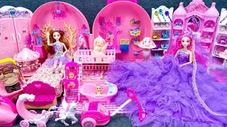 20 Minutes Satisfying Unboxing Pink Princess Doll House & Wedding Bed Collection Review Toys ASMR