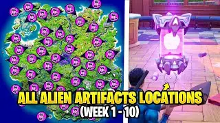 All 50 Alien Artifacts Locations (Week 1-10) in Fortnite Chapter 2 Season 7 - Claim Kymere Styles