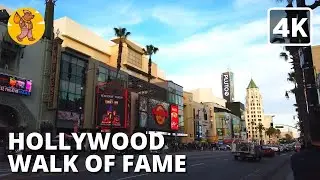 Hollywood Walk of Fame | Walking Tour | 4k Ultra HD | 🔊 Binaural Sound