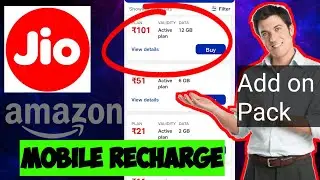 Jio mobile recharge. Amazon pay wallet. How to use Amazon pay for mobile recharge. 4g add on pack.