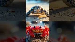 Baby Sea Turtle vs Crab (Black and White Cat, Seagull, Rooster, Black Cobra Snake) #crab #animals