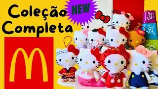 Nova Cole&ccedil;&atilde;o Hello Kitty McLanche Feliz 2025 🍓🐱 (Todos os 10 Brindes em Pel&uacute;cia!)