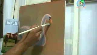 Pintando cisne com o artista Maneco Araújo