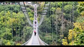 Titan RT über die Hängebrücke im Harz an der Rappbodetalsperre Megazipline GigaSwing Bungee Jumping
