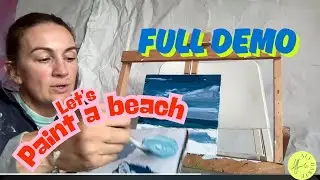 Paint a little beach and surfer with Just 3 Colours – 15 minute Acrylic Seascape Tutorial