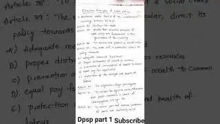 Directive principles of state policy enumeration of articles handwritten notes in English #polity