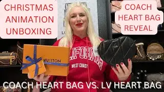 CHRISTMAS ANIMATION UNBOXING! COACH HEART BAG REVEAL! COACH HEART BAG VS. LV HEART BAG! WFIMG!