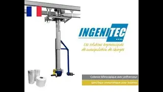 19.  INGENITEC - Colonne t&eacute;lescopique avec pr&eacute;henseur sp&eacute; pneumatique pour bobines
