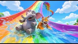 Long Slide Game with Cow Elephant Gorilla Hippopotamus Tiger 3d Animal Game Funny 3d Animals