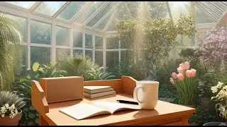 Morning Garden Conservatory Study Ambience w/ Birds, Plants & Soft LoFi (No Ads, 3 Hours)