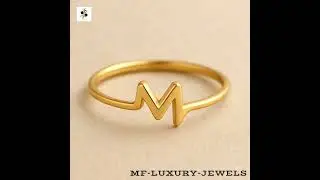 14K Real Yellow Gold Letter M Ring | Minimalist Initial Band for Women Gift