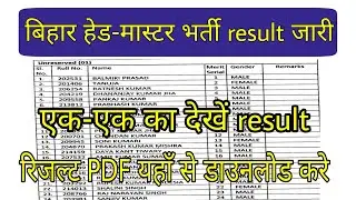Bihar Headmaster result 2022/Bihar BPSC Headmaster Cut-off/BPSC Headmaster result download kese kre