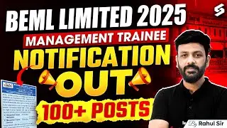 BEML Limited Recruitment 2025 Out | BEML Limited Management Trainee Notification Out | Rahul Sir