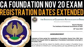 CA Foundation Nov 20 Exam Registration Dates Extended