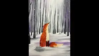 Fox in the snow painting tutorial